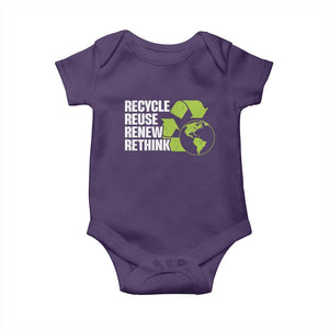 Recycle Reuse Renew Rethink Environmental Activism Baby Onesie TS11 Purple Print Your Wear