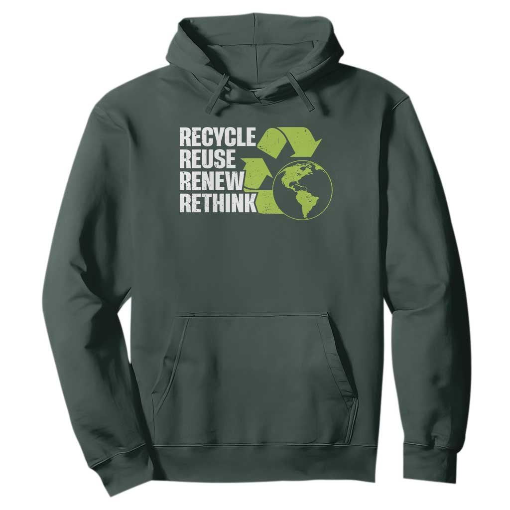 Recycle Reuse Renew Rethink Environmental Activism Hoodie TS11 Dark Forest Green Print Your Wear