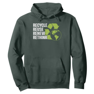 Recycle Reuse Renew Rethink Environmental Activism Hoodie TS11 Dark Forest Green Print Your Wear
