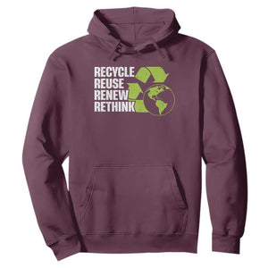 Recycle Reuse Renew Rethink Environmental Activism Hoodie TS11 Maroon Print Your Wear