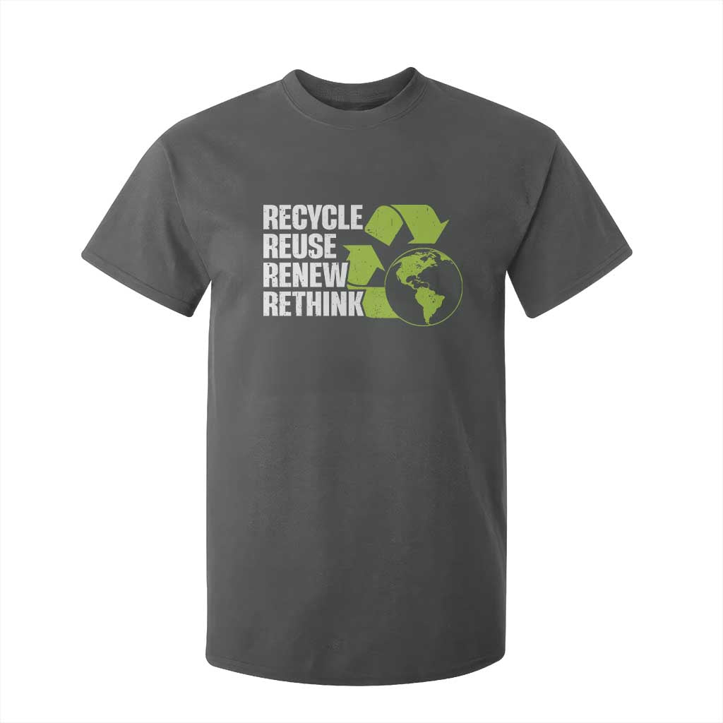 Recycle Reuse Renew Rethink Environmental Activism T Shirt For Kid TS11 Dark Heather Print Your Wear