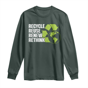 Recycle Reuse Renew Rethink Environmental Activism Long Sleeve Shirt TS11 Dark Forest Green Print Your Wear