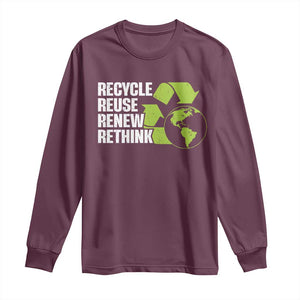 Recycle Reuse Renew Rethink Environmental Activism Long Sleeve Shirt TS11 Maroon Print Your Wear