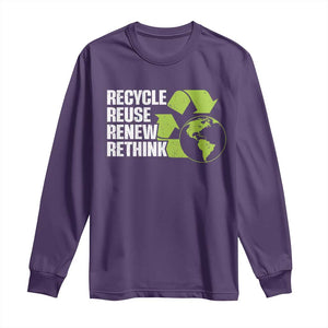Recycle Reuse Renew Rethink Environmental Activism Long Sleeve Shirt TS11 Purple Print Your Wear