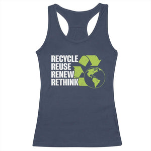 Recycle Reuse Renew Rethink Environmental Activism Racerback Tank Top TS11 Navy Print Your Wear