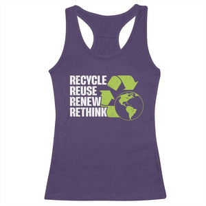 Recycle Reuse Renew Rethink Environmental Activism Racerback Tank Top TS11 Purple Print Your Wear