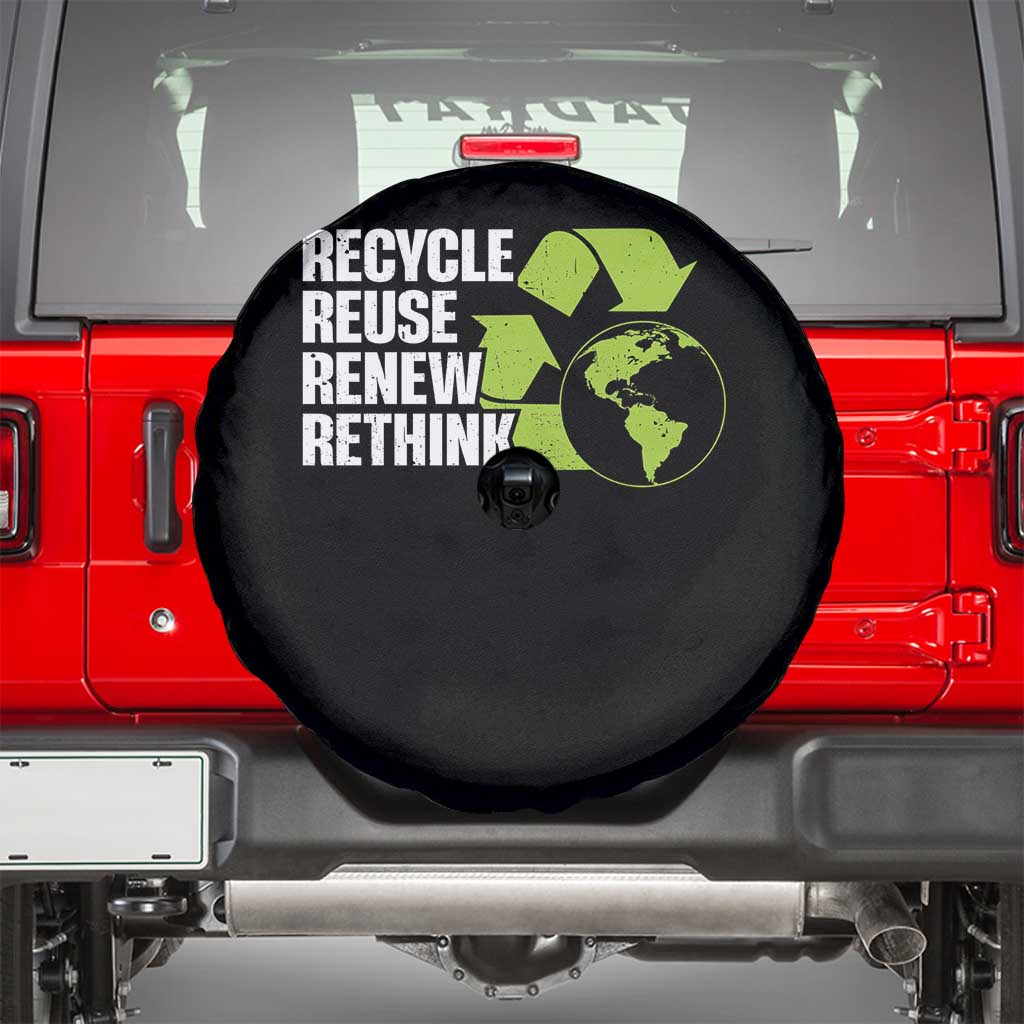 Recycle Reuse Renew Rethink Environmental Activism Spare Tire Cover TS11 Black Print Your Wear