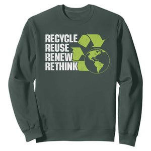 Recycle Reuse Renew Rethink Environmental Activism Sweatshirt TS11 Dark Forest Green Print Your Wear