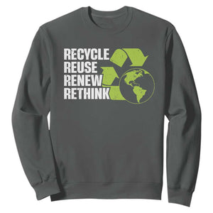 Recycle Reuse Renew Rethink Environmental Activism Sweatshirt TS11 Dark Heather Print Your Wear