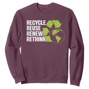 Recycle Reuse Renew Rethink Environmental Activism Sweatshirt TS11 Maroon Print Your Wear