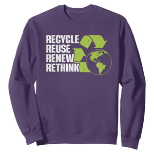 Recycle Reuse Renew Rethink Environmental Activism Sweatshirt TS11 Purple Print Your Wear