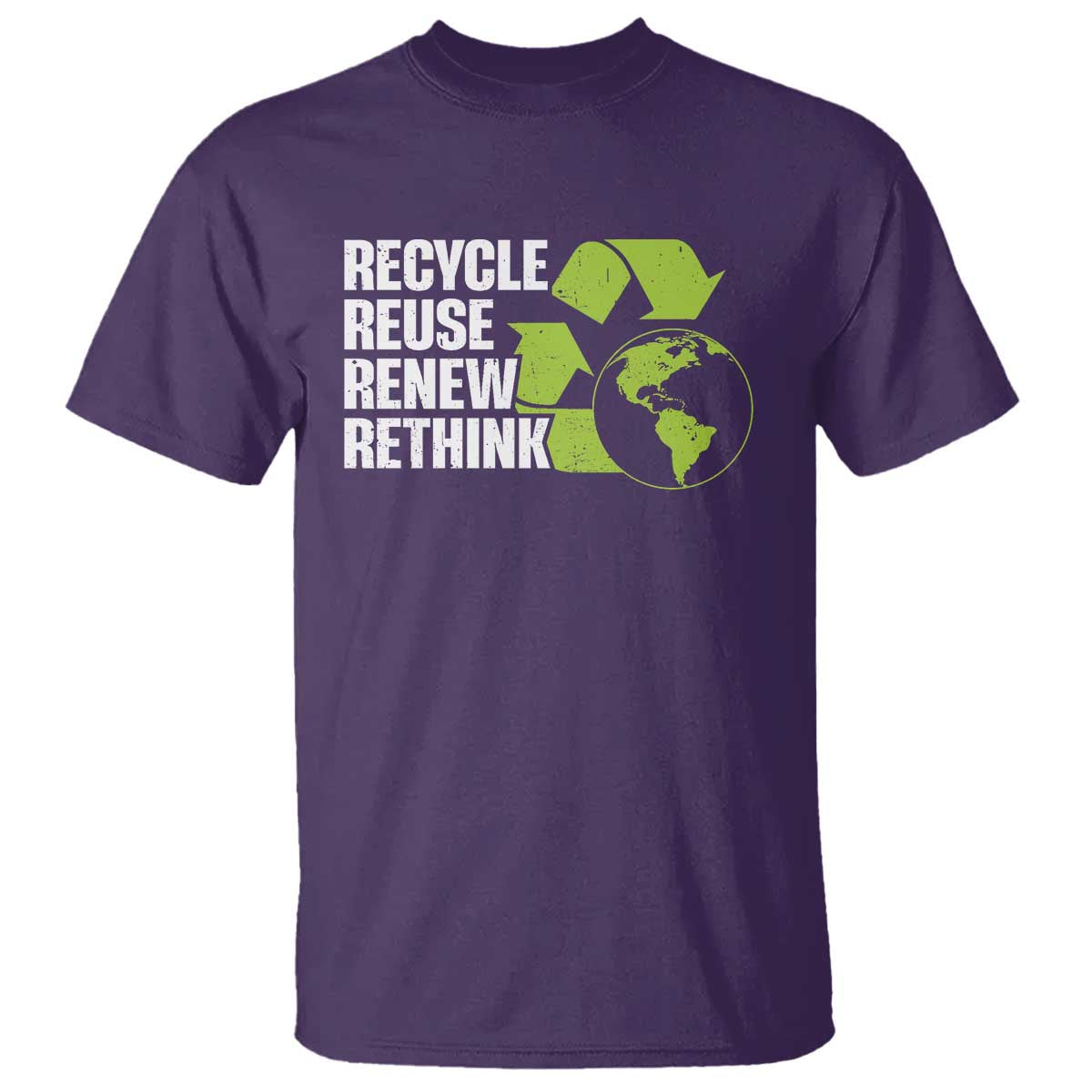 Recycle Reuse Renew Rethink Environmental Activism T Shirt TS11 Purple Print Your Wear