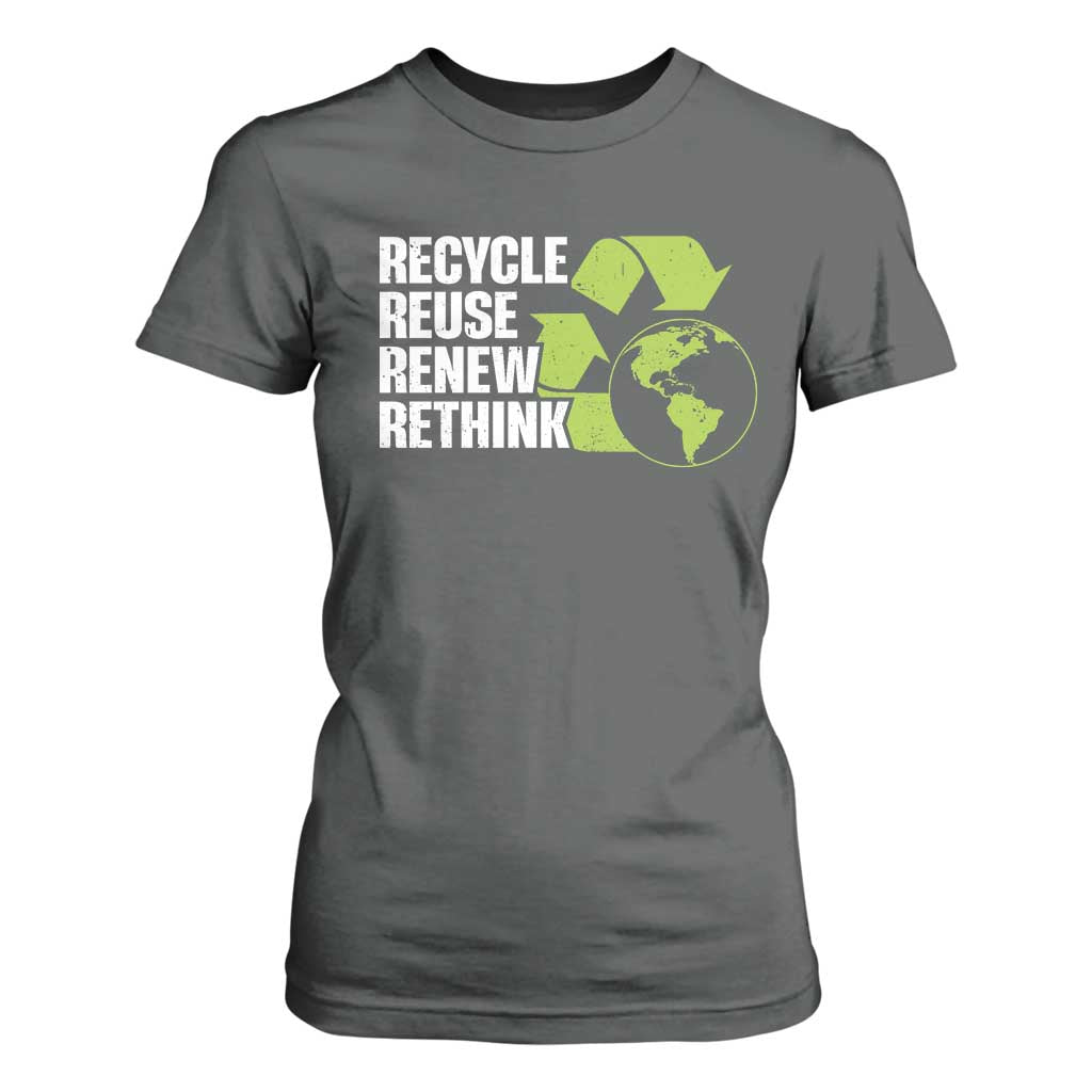 Recycle Reuse Renew Rethink Environmental Activism T Shirt For Women TS11 Dark Heather Print Your Wear