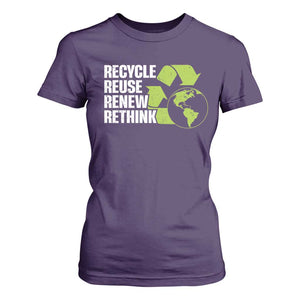 Recycle Reuse Renew Rethink Environmental Activism T Shirt For Women TS11 Purple Print Your Wear