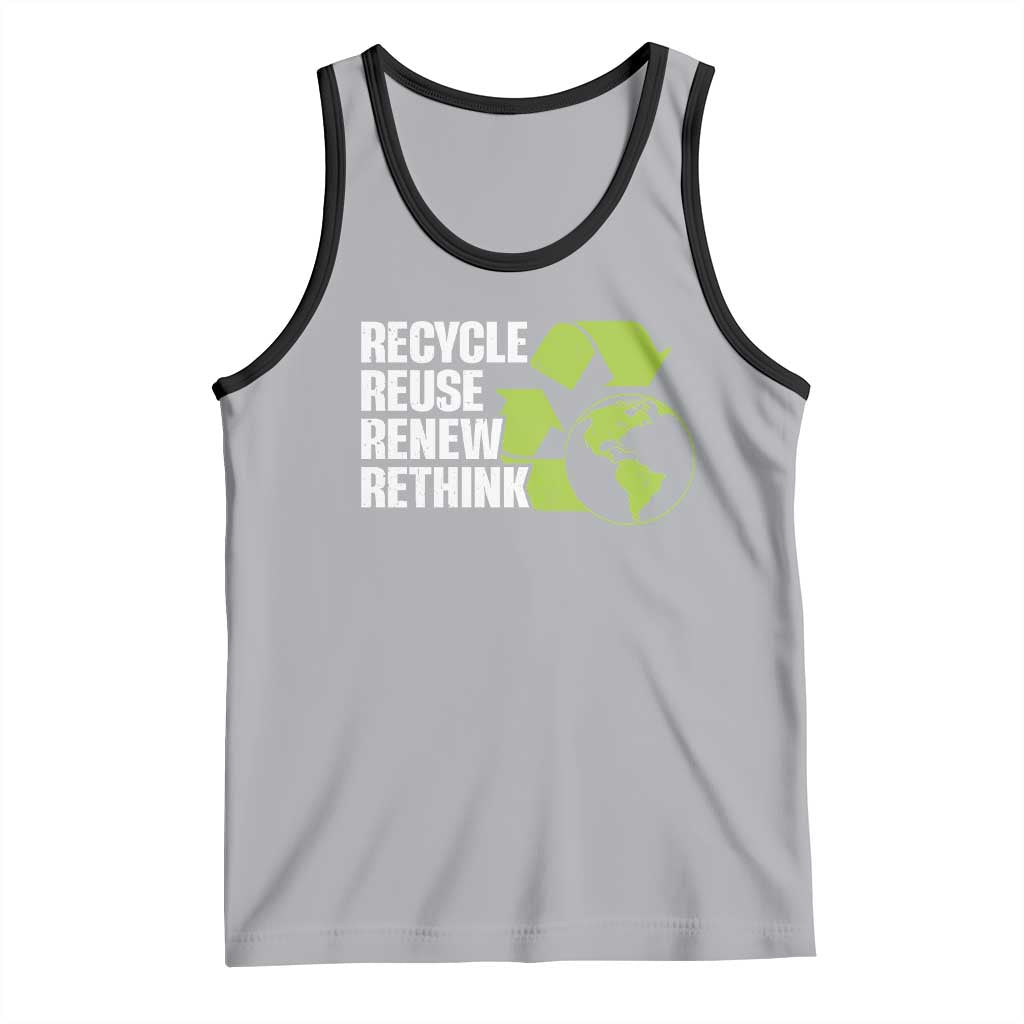 Recycle Reuse Renew Rethink Environmental Activism Tank Top TS11 Athletic Heather Black Print Your Wear