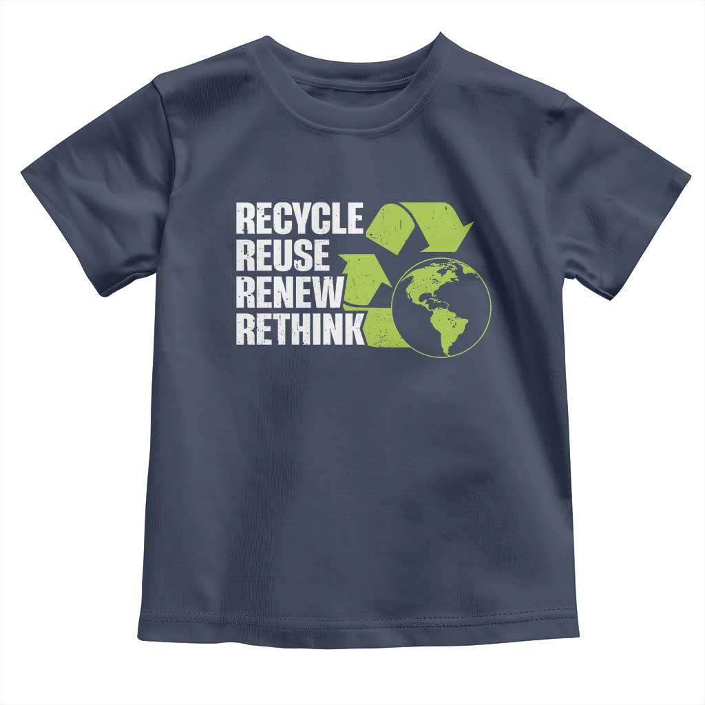 Recycle Reuse Renew Rethink Environmental Activism Toddler T Shirt TS11 Navy Print Your Wear