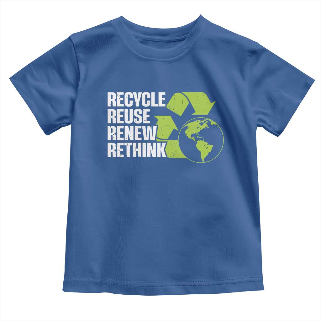 Recycle Reuse Renew Rethink Environmental Activism Toddler T Shirt TS11 Royal Blue Print Your Wear