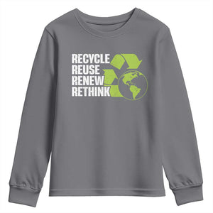 Recycle Reuse Renew Rethink Environmental Activism Youth Sweatshirt TS11 Charcoal Print Your Wear