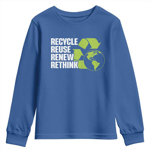 Recycle Reuse Renew Rethink Environmental Activism Youth Sweatshirt TS11 Royal Blue Print Your Wear