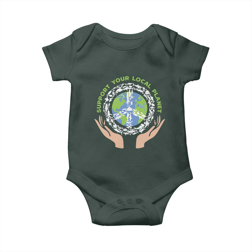 Earth Day Support Your Local Planet Baby Onesie Peace Sign Animals TS11 Print Your Wear