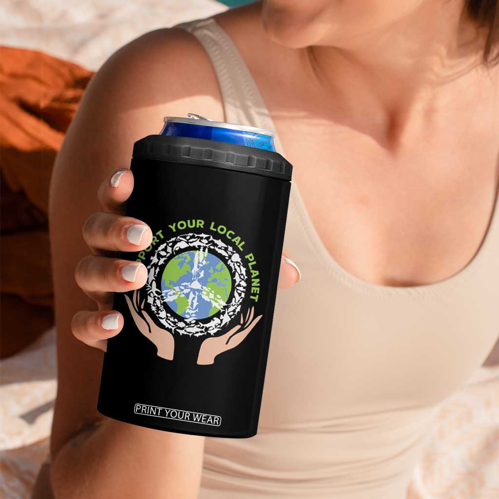 Earth Day Support Your Local Planet 4 in 1 Can Cooler Tumbler Peace Sign Animals TS11 Print Your Wear