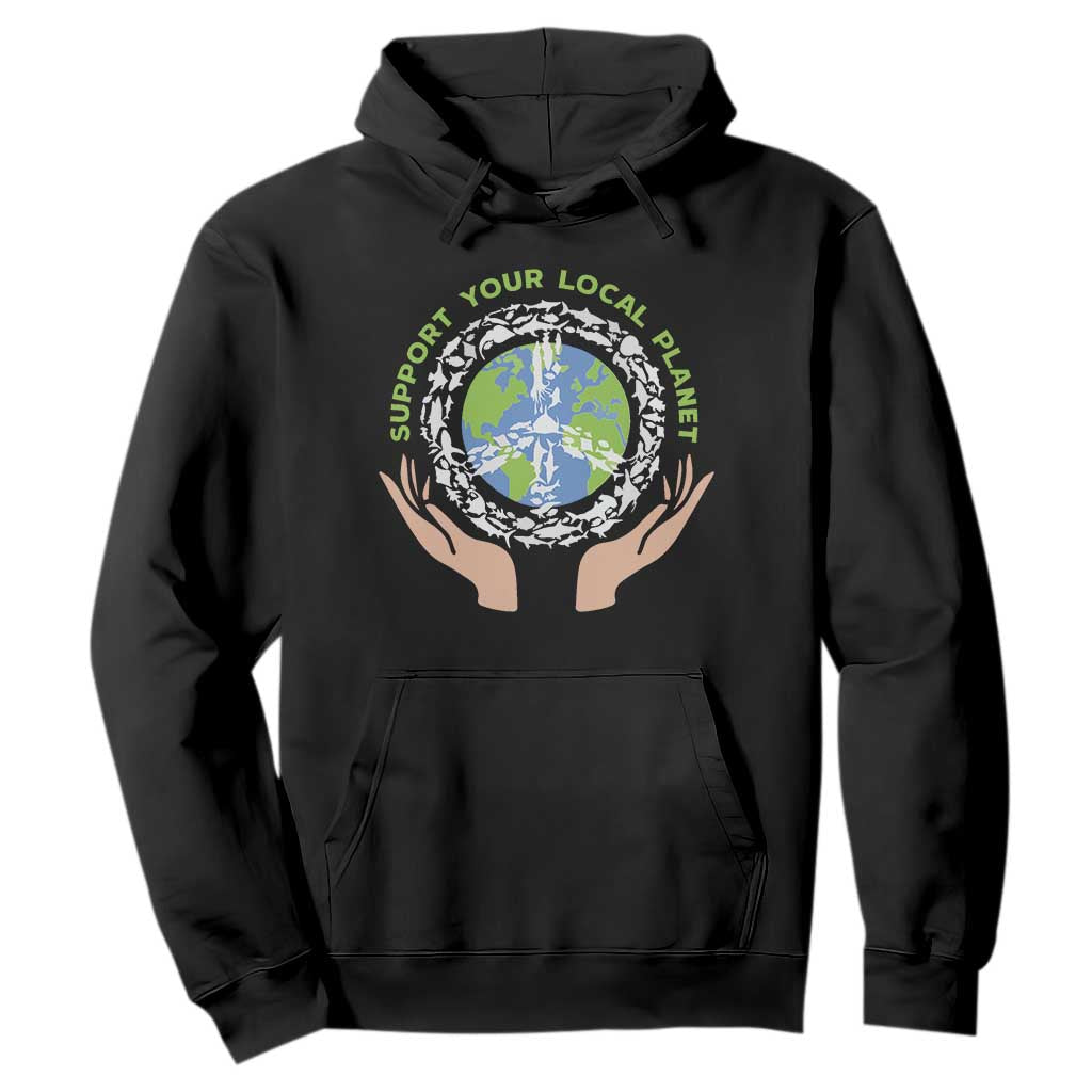 Earth Day Support Your Local Planet Hoodie Peace Sign Animals TS11 Black Print Your Wear