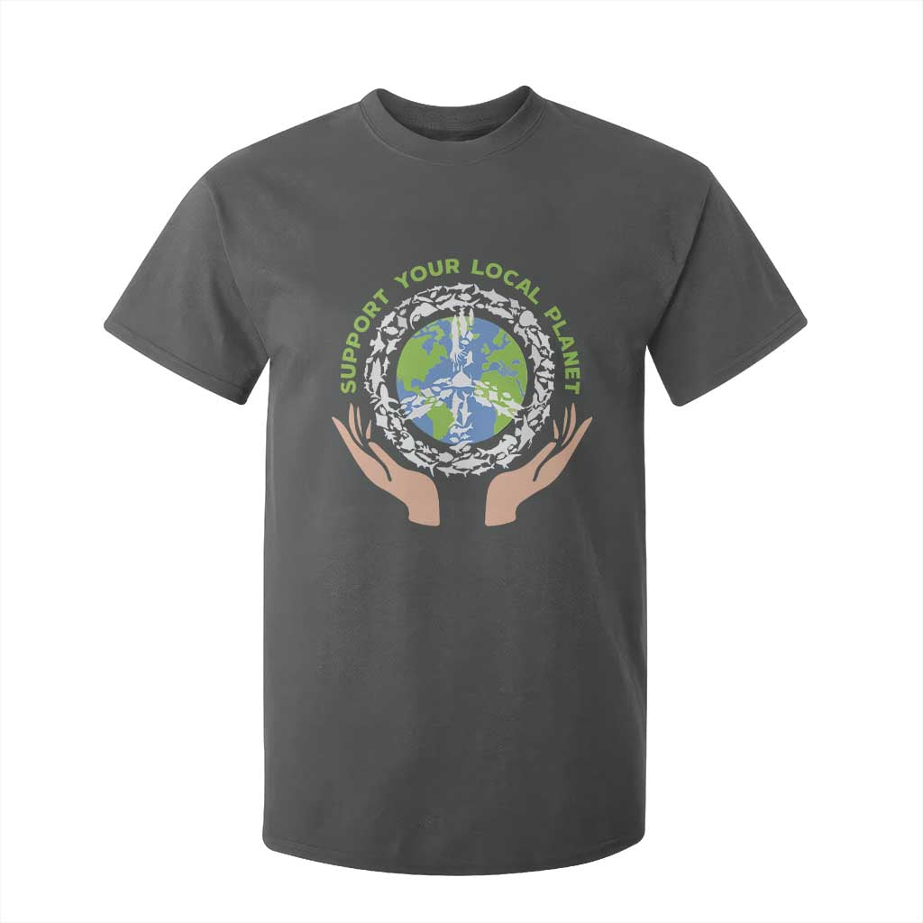 Earth Day Support Your Local Planet T Shirt For Kid Peace Sign Animals TS11 Dark Heather Print Your Wear