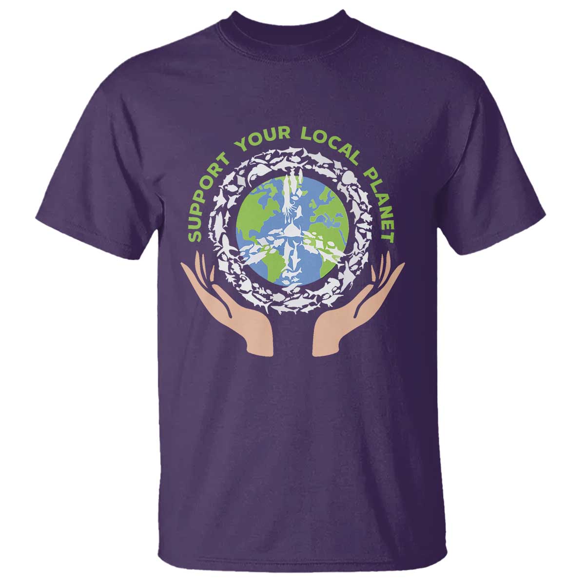 Earth Day Support Your Local Planet T Shirt Peace Sign Animals TS11 Purple Print Your Wear