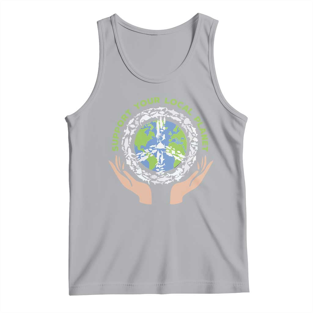 Earth Day Support Your Local Planet Tank Top Peace Sign Animals TS11 Athletic Heather Print Your Wear