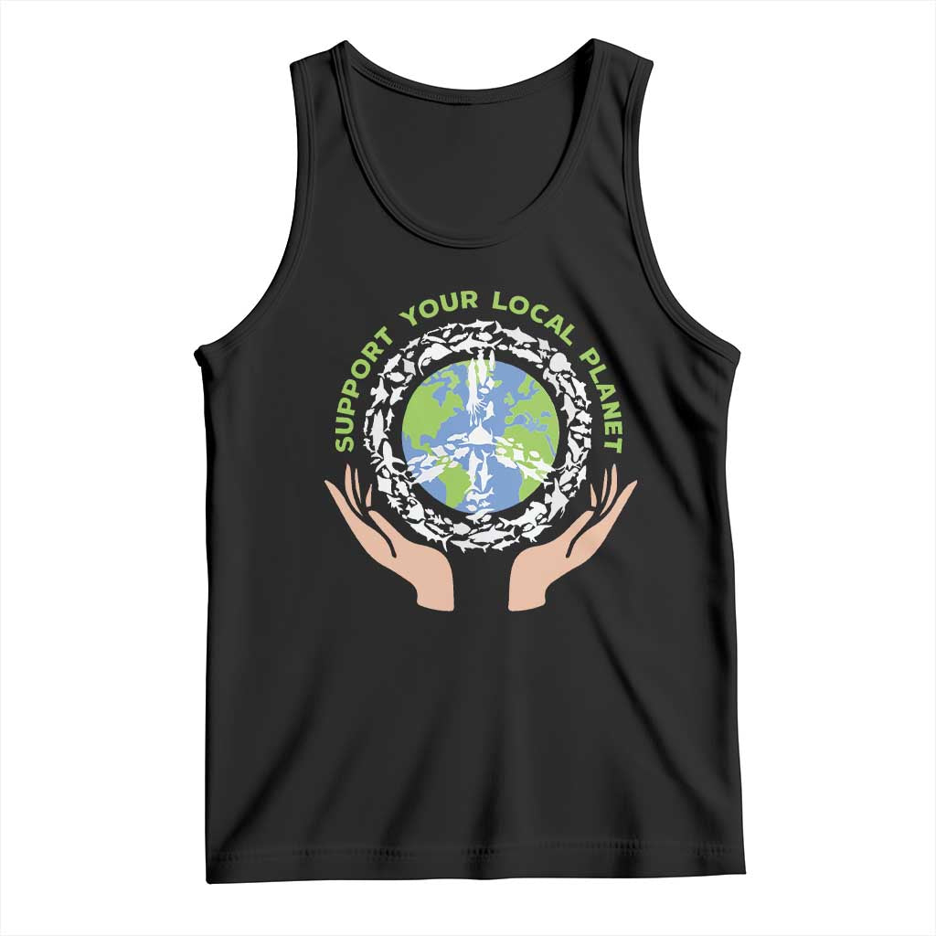Earth Day Support Your Local Planet Tank Top Peace Sign Animals TS11 Black Print Your Wear