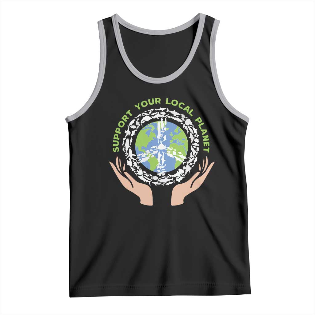Earth Day Support Your Local Planet Tank Top Peace Sign Animals TS11 Black Athletic Heather Print Your Wear