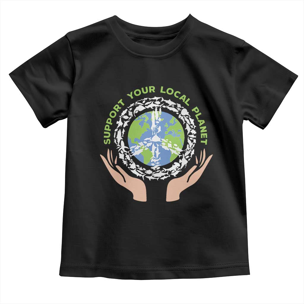 Earth Day Support Your Local Planet Toddler T Shirt Peace Sign Animals TS11 Black Print Your Wear