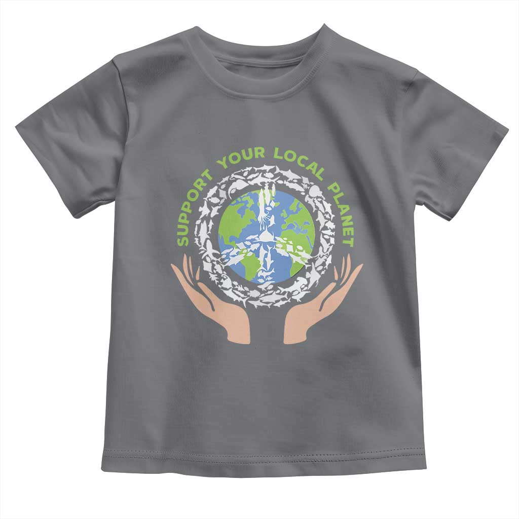 Earth Day Support Your Local Planet Toddler T Shirt Peace Sign Animals TS11 Charcoal Print Your Wear