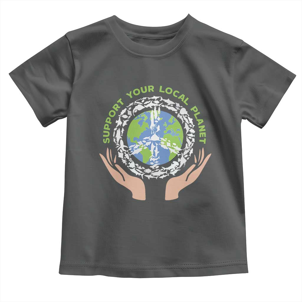 Earth Day Support Your Local Planet Toddler T Shirt Peace Sign Animals TS11 Dark Heather Print Your Wear