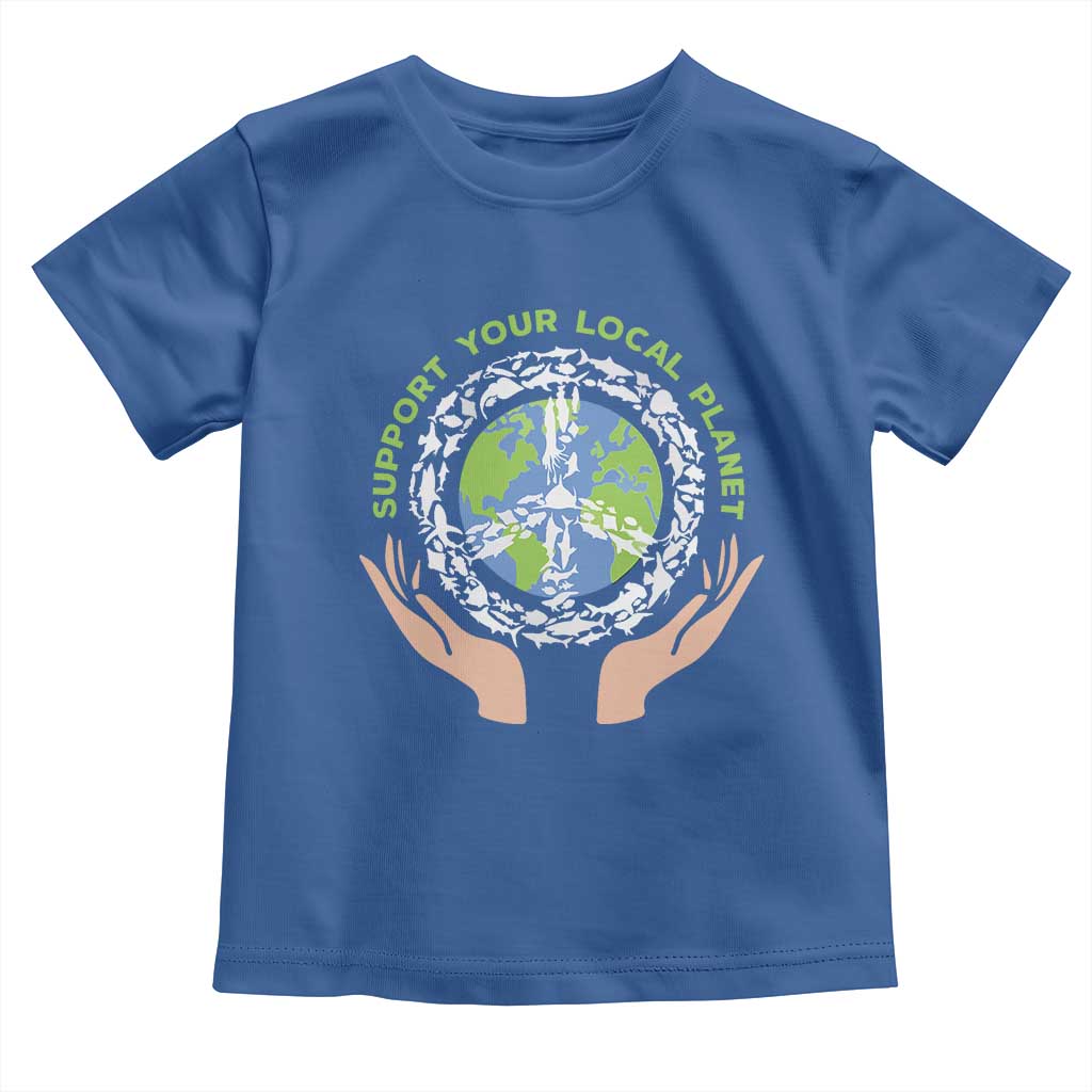 Earth Day Support Your Local Planet Toddler T Shirt Peace Sign Animals TS11 Royal Blue Print Your Wear