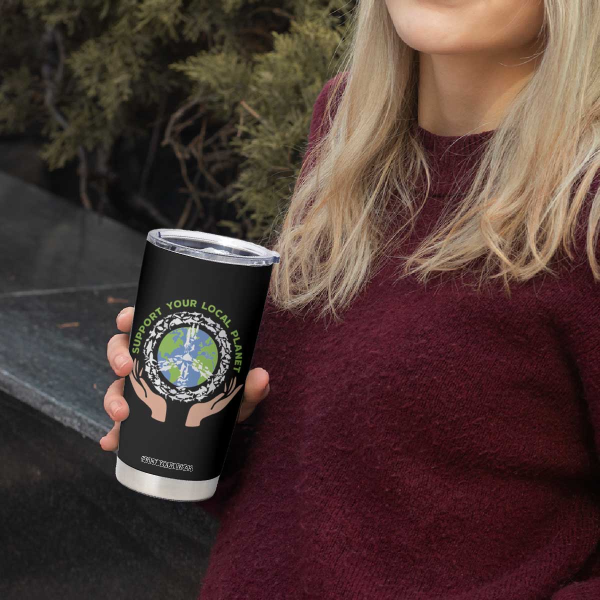 Earth Day Support Your Local Planet Tumbler Cup Peace Sign Animals TS11 Print Your Wear