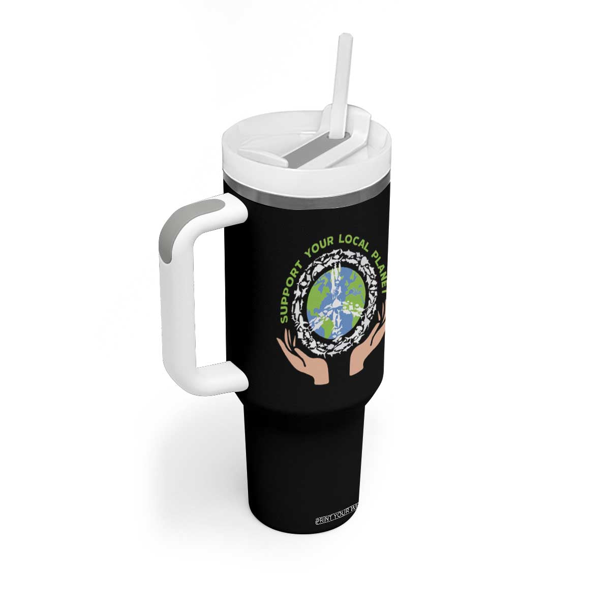 Earth Day Support Your Local Planet Tumbler With Handle Peace Sign Animals TS11 Print Your Wear