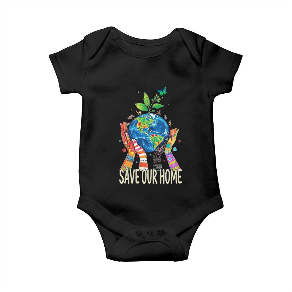 Save Our Home Animals Wildlife Conservation Earth Day Baby Onesie TS11 Black Print Your Wear