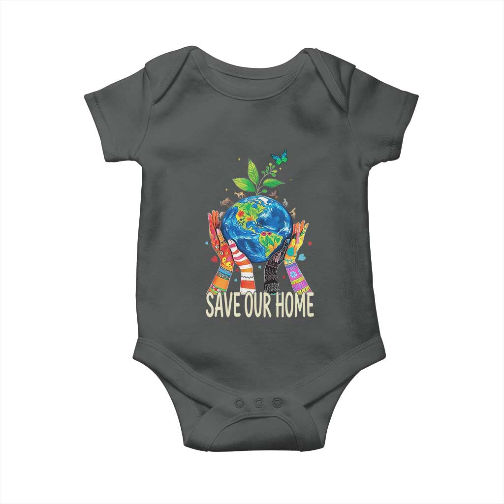 Save Our Home Animals Wildlife Conservation Earth Day Baby Onesie TS11 Dark Heather Print Your Wear
