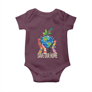 Save Our Home Animals Wildlife Conservation Earth Day Baby Onesie TS11 Maroon Print Your Wear