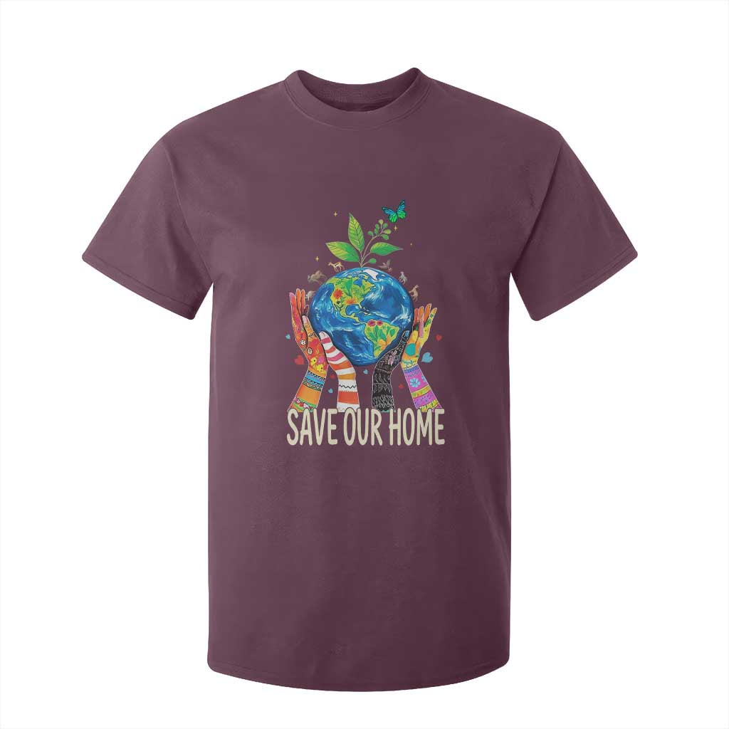 Save Our Home Animals Wildlife Conservation Earth Day T Shirt For Kid TS11 Maroon Print Your Wear