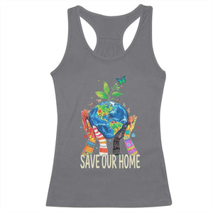 Save Our Home Animals Wildlife Conservation Earth Day Racerback Tank Top TS11 Charcoal Print Your Wear