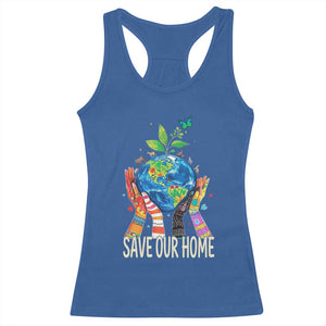 Save Our Home Animals Wildlife Conservation Earth Day Racerback Tank Top TS11 Royal Blue Print Your Wear