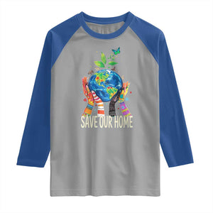 Save Our Home Animals Wildlife Conservation Earth Day Raglan Shirt TS11 Sport Gray Royal Print Your Wear