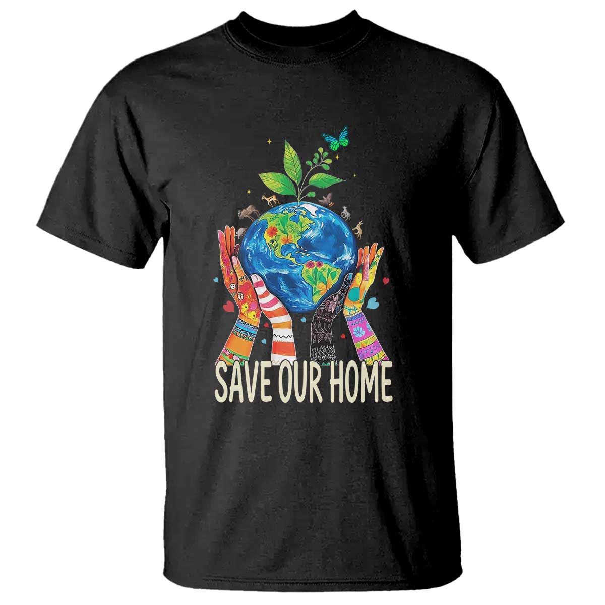 Save Our Home Animals Wildlife Conservation Earth Day T Shirt TS11 Black Print Your Wear