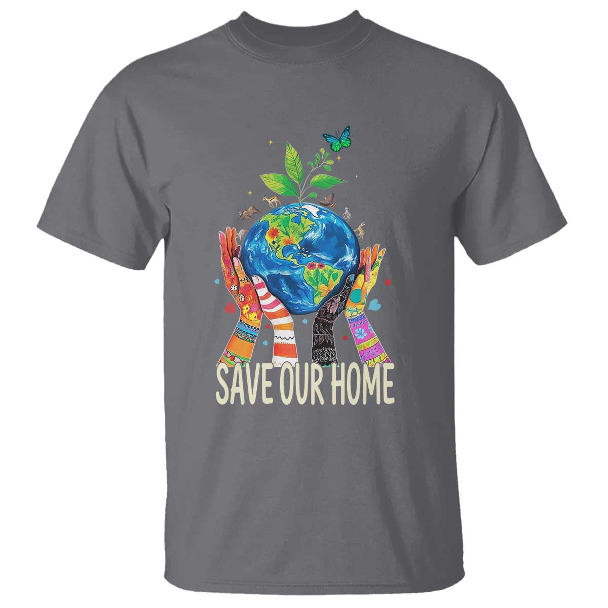 Save Our Home Animals Wildlife Conservation Earth Day T Shirt TS11 Charcoal Print Your Wear