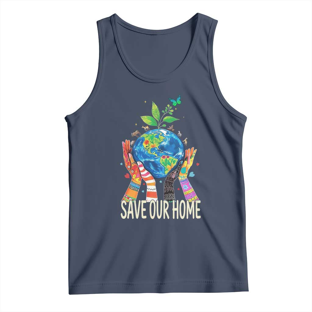 Save Our Home Animals Wildlife Conservation Earth Day Tank Top TS11 Navy Print Your Wear