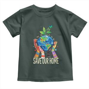 Save Our Home Animals Wildlife Conservation Earth Day Toddler T Shirt TS11 Dark Forest Green Print Your Wear