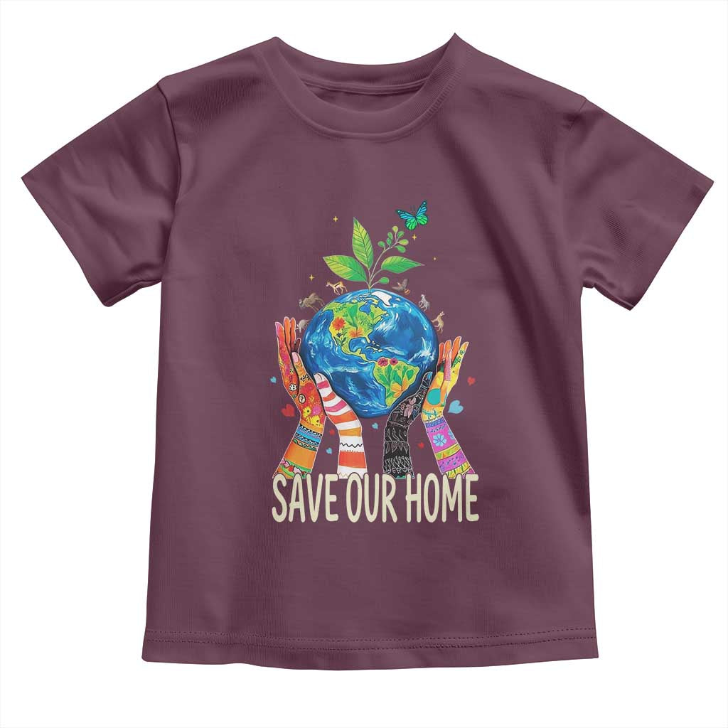 Save Our Home Animals Wildlife Conservation Earth Day Toddler T Shirt TS11 Maroon Print Your Wear