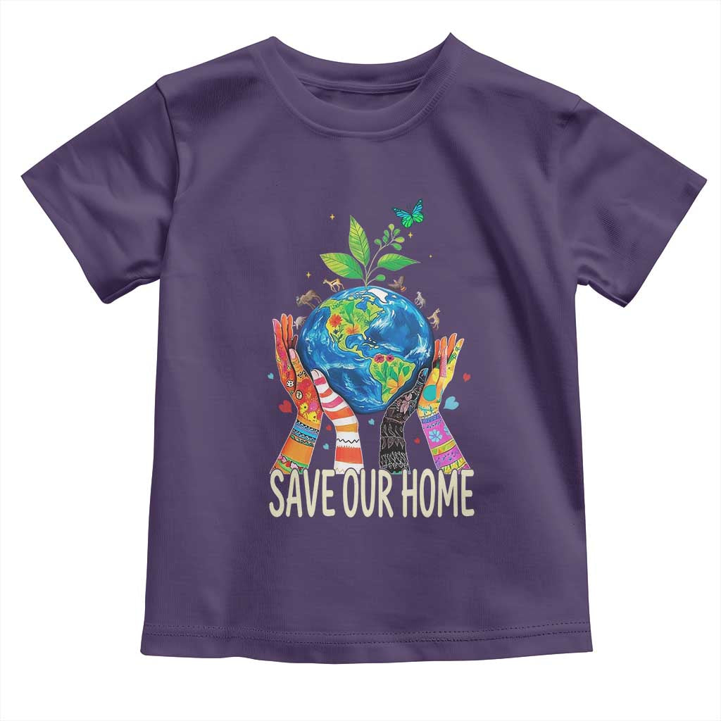 Save Our Home Animals Wildlife Conservation Earth Day Toddler T Shirt TS11 Purple Print Your Wear